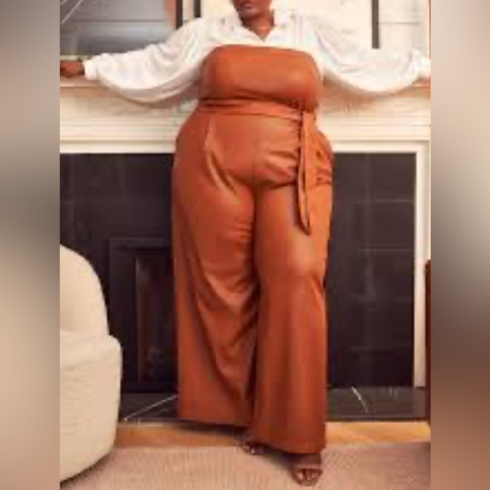 ELOQUII Brown Leather jumpsuit size 16